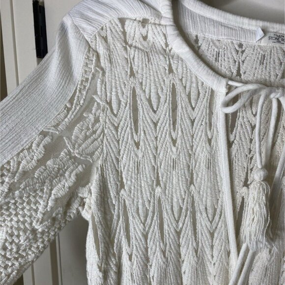 Volcom Crochet Tassel Romper S Plunging Surfer Beach Festival Boho Indie Y2K - Picture 3 of 9